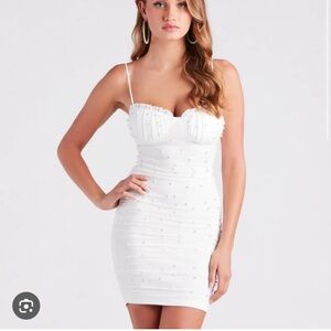 Windsor White Pearl Mini Dress